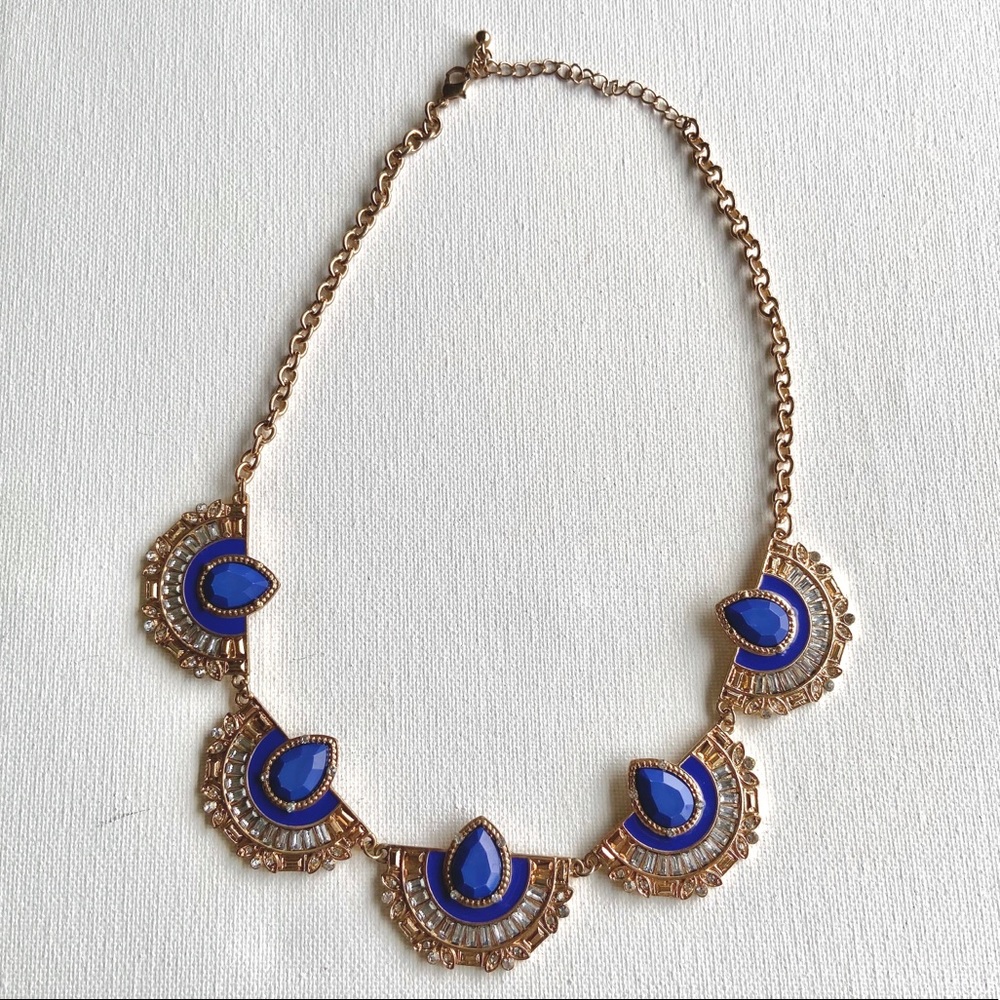 🍓 3/$15 Gold Toned Royal Blue Statement Necklace